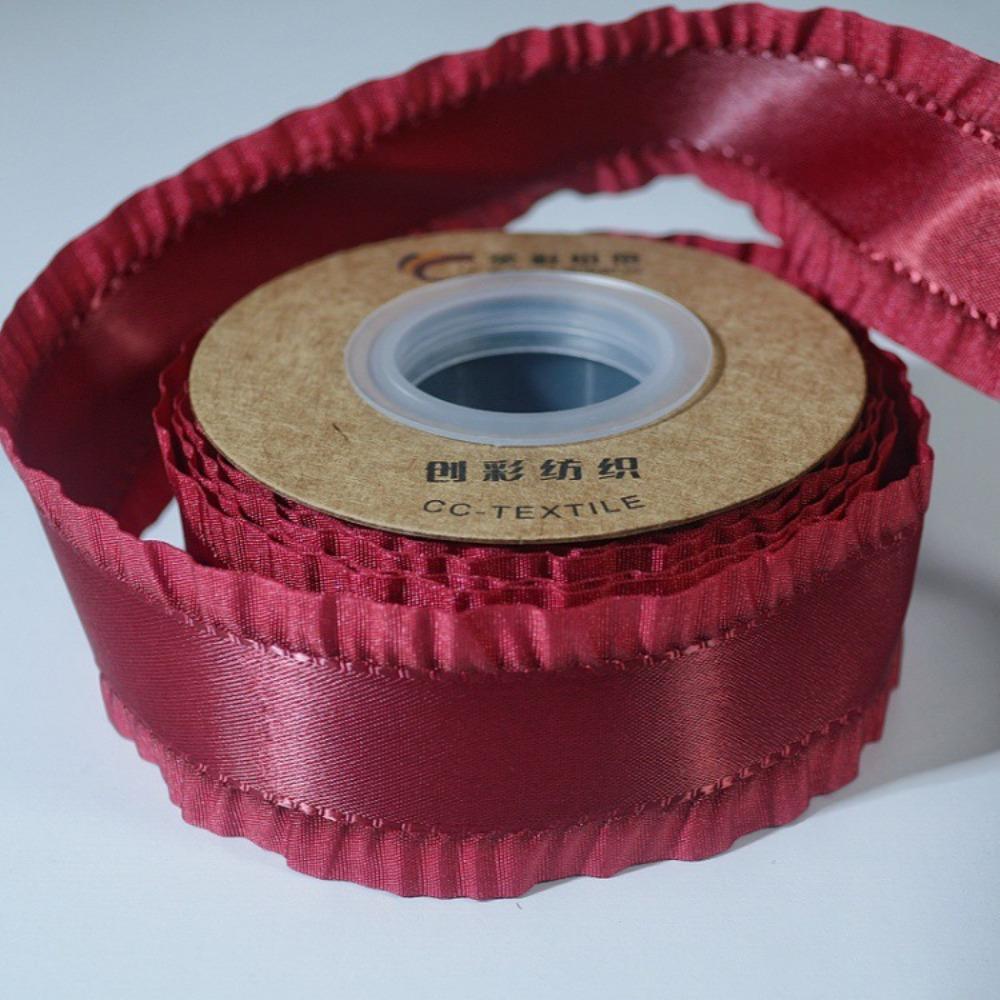 5yards Polyester Ruffles Edge Satin Ribbon Skirt Edge Woven Band  For DIY Hair Garment Accessories