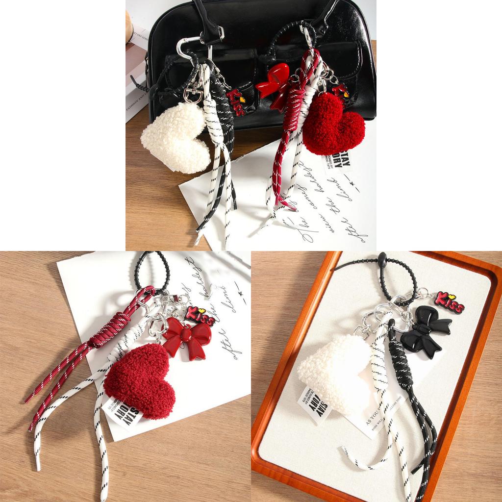 Fashion Heart Butterfly Knot Keychain With Handmade Woven Cord For Office Use