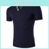 Versatile Men's T-shirt Slim Fit Floral V-neck Fashionable Short Sleeve Casual Tee