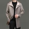 Men's Mid-Length Double-Sided Pure Wool Hooded Coat - Autumn/Winter Trendy Youth Outerwear