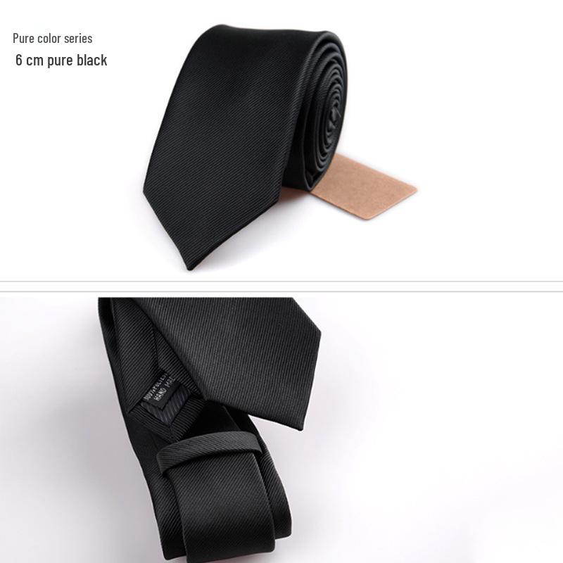 

Галстук мужской формальный черный 6 см в корейском стиле - Модный повседневный однотонный из полиэстера и шелка, рождественский белый галстук