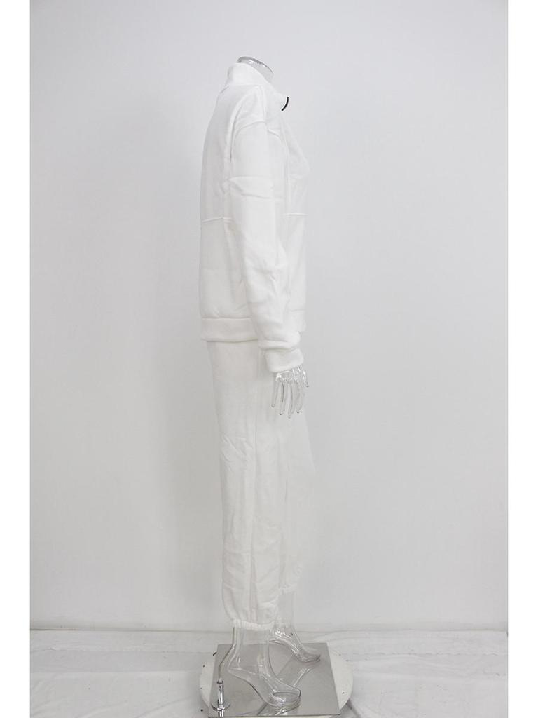 2025 Spring European & American Women's Two-Piece Fleece Sweatshirt Sporty Streetwear Set