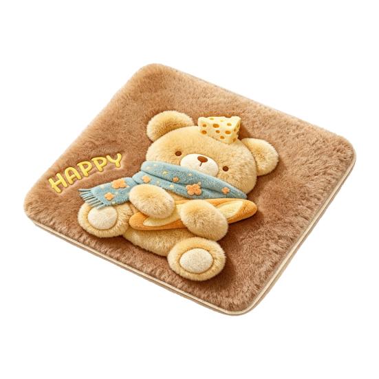 Cute Puppy Pattern Pad Plush Animal Chair Pad, Square Cozy Seat Cushion, Cat Pattern, 15.8 Comfortable Office Cushion x Inch with Non-Slip Backing for