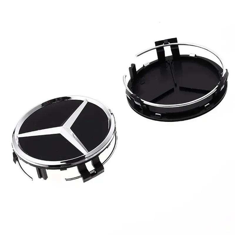 Autoaufkleber für Mercedes Benz 4 Stück für Mercedes Benz Auto Radnabenkappen Radkappen Emblem für W204 W203 W205 W124 W221 C E S GL