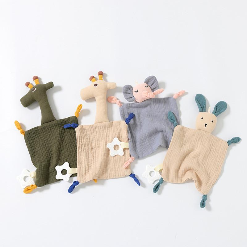 Baby Cotton Muslin Comforter With Plush Rabbit And Rabbit For Newborns