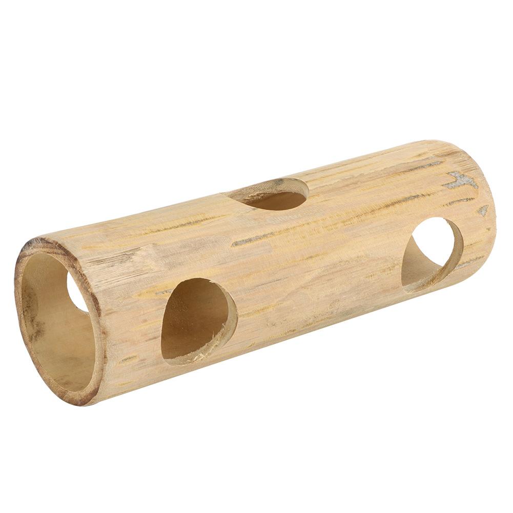 Pet Hamster Bamboo Tunnel Tube Shape Toy for Playing Tooth Grinding(S)