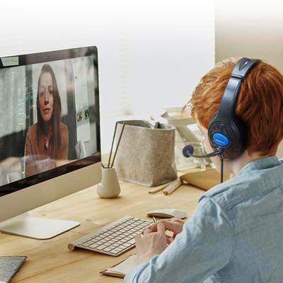 3,5mm kabelová stereo sluchátka s redukcí hluku pro herní online kurzy