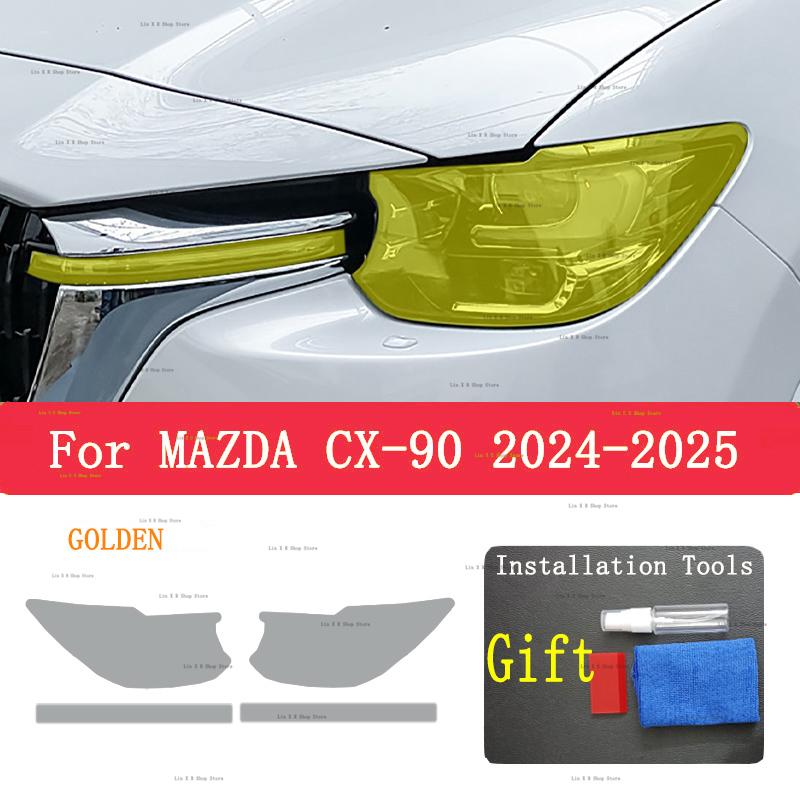 

For MAZDA CX-90 2024-2025 Car Exterior Headlight Anti-scratch Front Lamp Tint TPU Protective Film Cover Repair Accessories золотистый