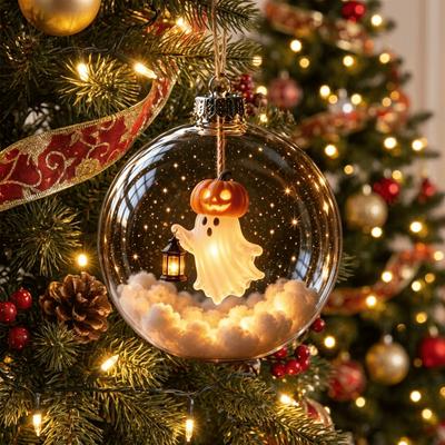 Acrylic Christmas Transparent Ball Pendant Shatterproof Ghost Pendant Ball  Halloween Decor