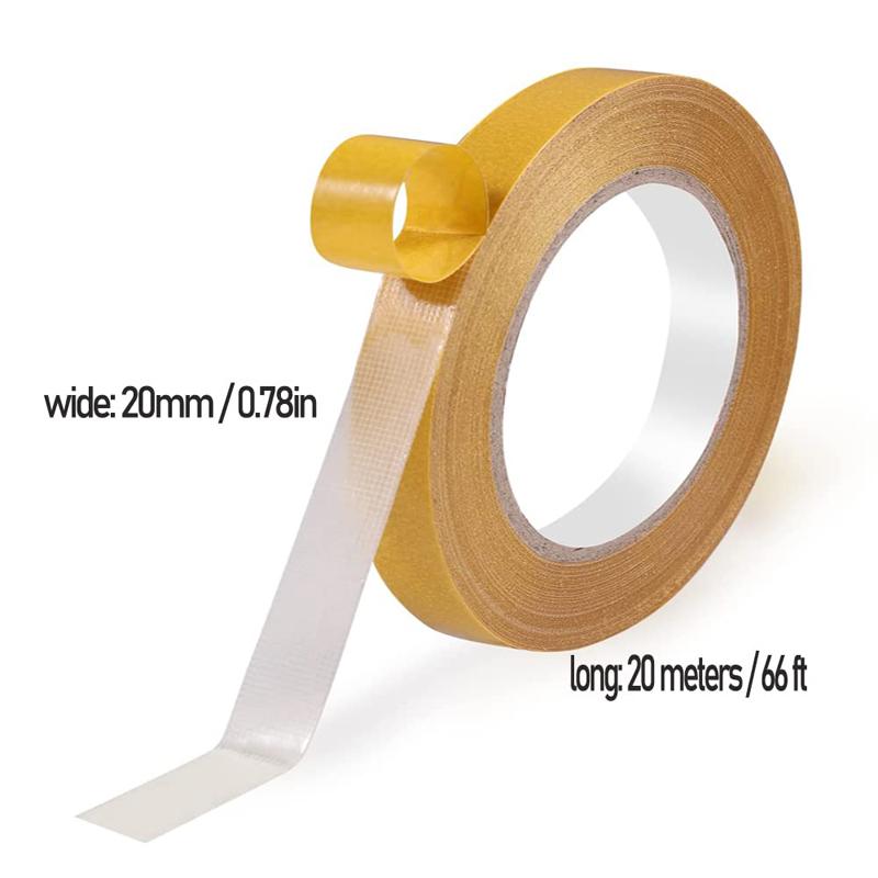 

20М Двостороння тканинна стрічка Надміцна, не залишає слідів, Клейка стрічка для килимів Для одягу, твердої деревини, плитки, лінолеуму Легко знімається 20M