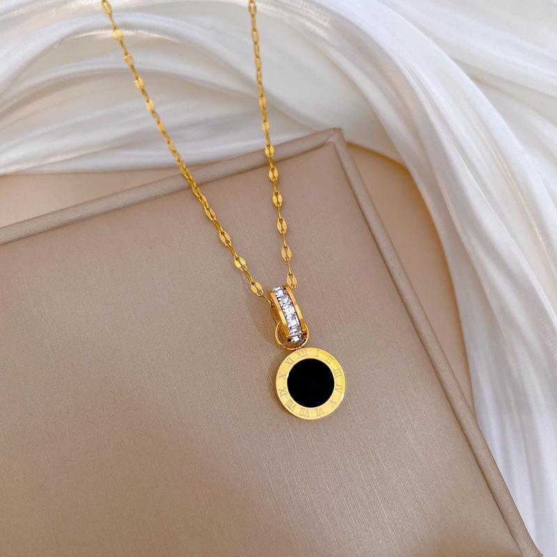 Ring Roman Zircon Temperament Personality Minimalist Furnace Real Gold Female Collarbone Necklace