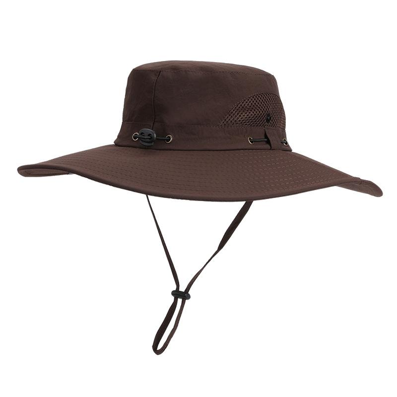 Summer big brim sun hat men's outdoor mountaineering fishing sun protection hat quick drying waterproof breathable big head circumference bucket hat