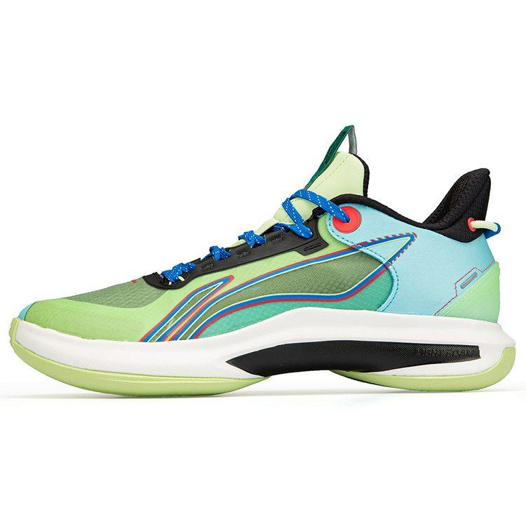 Li Ning Niedrige Performance Basketballschuhe Herren Grün Blau ABPR069-7
