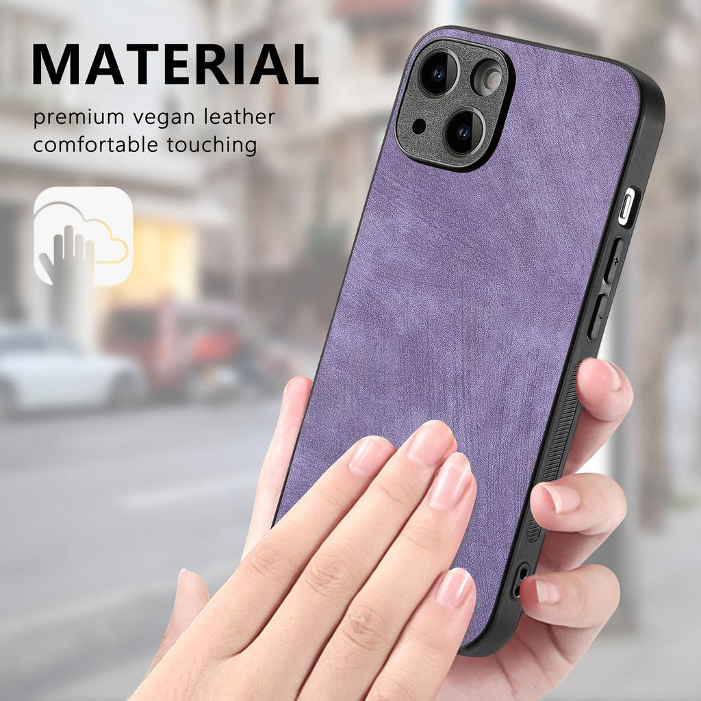 For iPhone 14 Plus Case Shockproof Slim Retro Leather Phone Back Cover