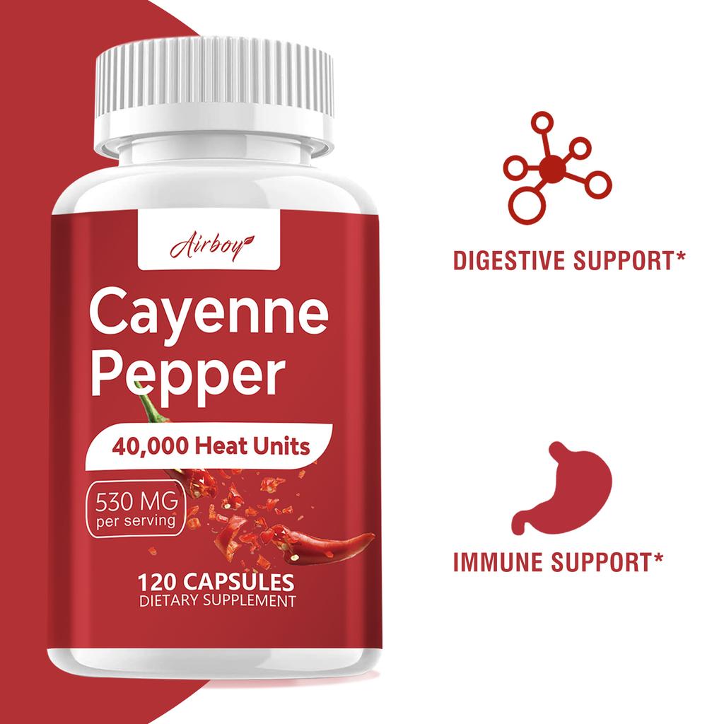 Airboy Cayenne Pepper 530mg 120 Capsules — Nutritional Support, Daily Wellness, Antioxidant Support