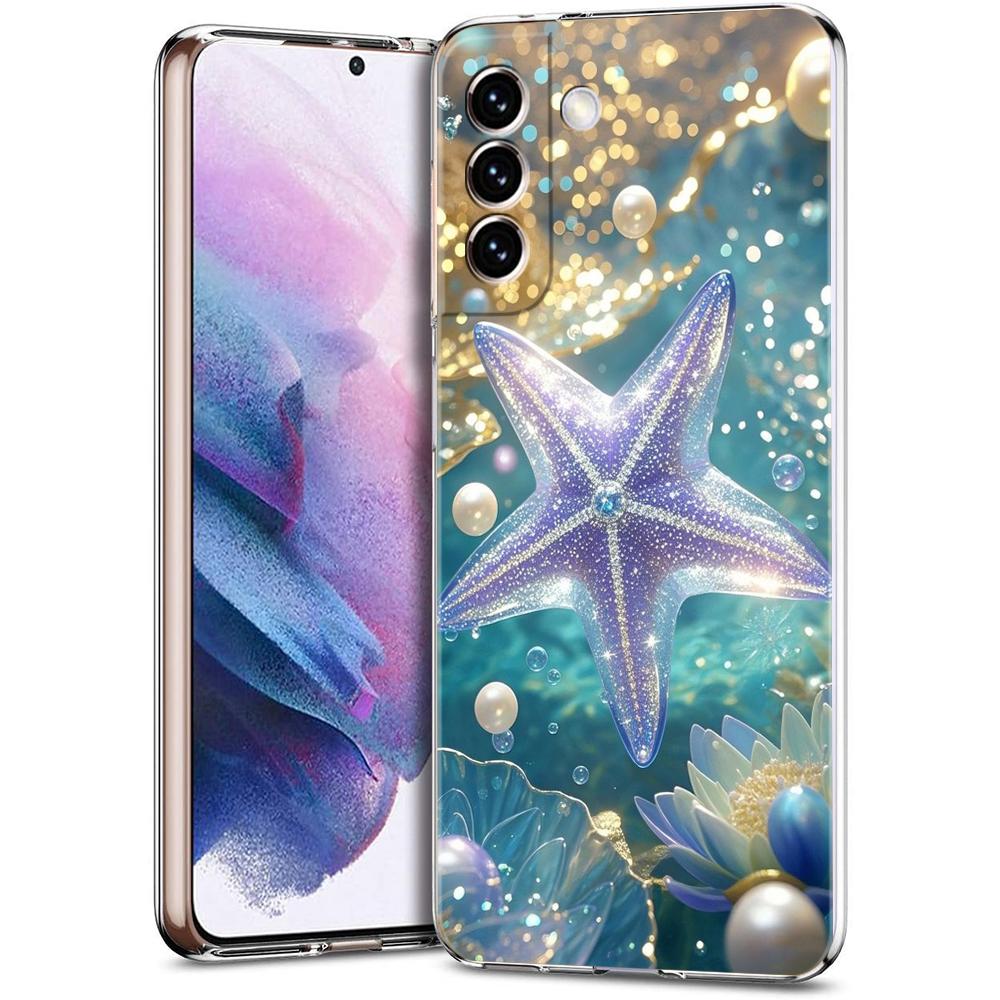 

Прозрачный чехол-бампер для Samsung Galaxy S25 S24 S23 S22 S20 S21 FE Ultra S24 S23 S10 S10E Plus с узором Ракушка Морская звезда Samsung S23Plus