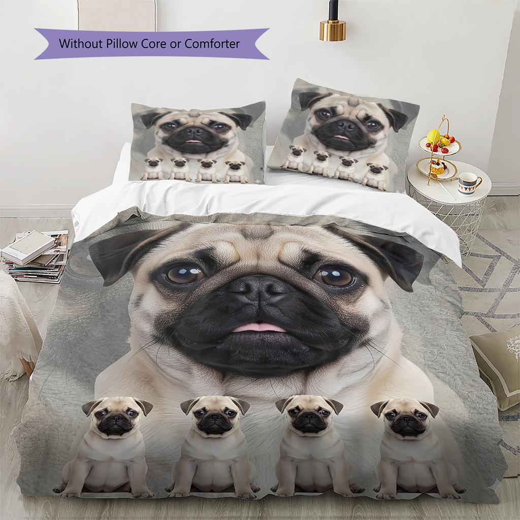 Bulldog Pattern Bedding Quilt Set Quilt Cover Pillowcase Home Decoration Gift (1 * duvet cover + 2 * pillowcase, without core)