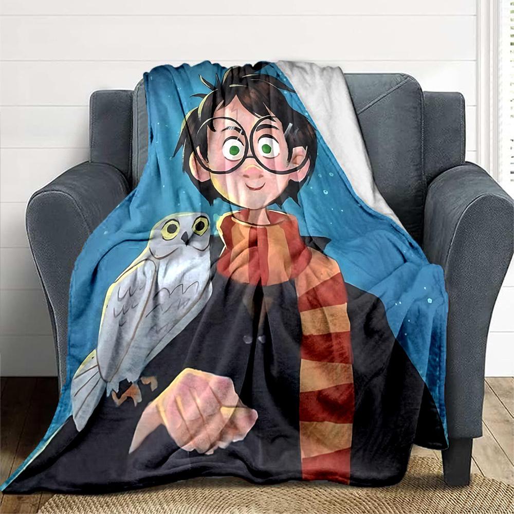 1pc Harry Potter Wizard Owl Flannel Throw Blanket - Lightweight Soft Warm All-Season Blanket for Sofa, Bed, Travel, Camping  L1029060