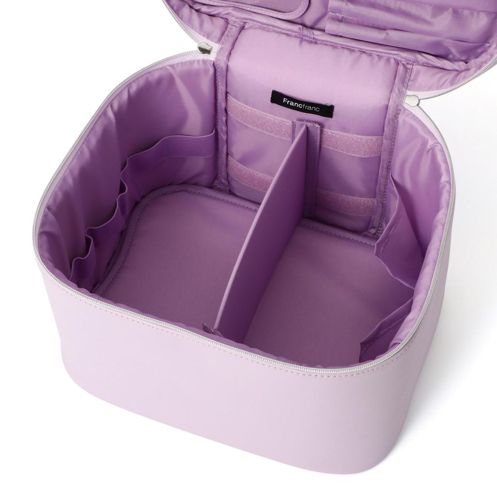 Francfranc Wave Shape Vanity Pouch, Large, Light Purple, Makeup Pouch, Accessory Organizer