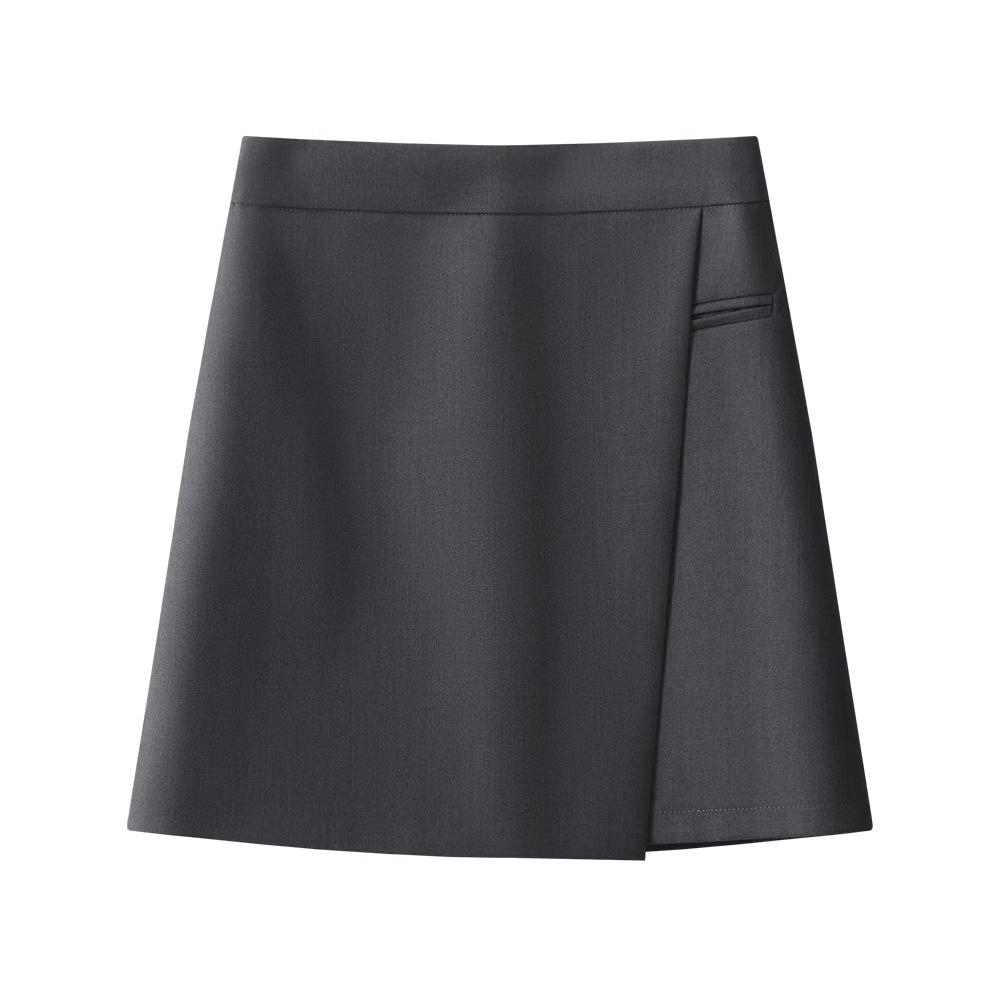 Women's High-Waisted Gray A-Line Midi Bodycon Skirt - Summer 2025 Collection