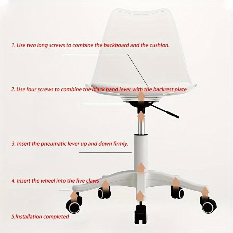 Ergonomischer Rollhocker mit breiterer Sitzfläche & Rückenlehne, 136,08 KG Tragfähigkeit, 360° Drehstuhl für Home Office, Kosmetikstudio