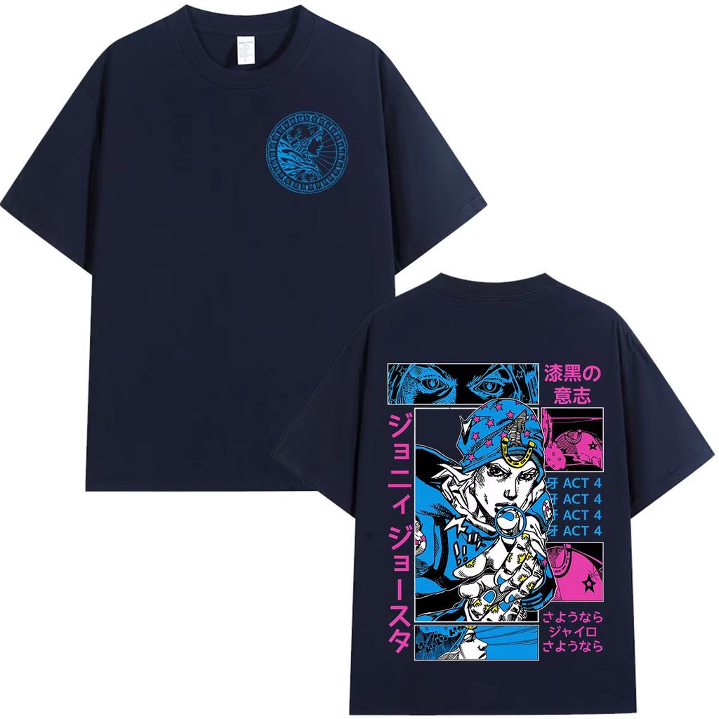 2026 Summer Anime Jojo Bizarre Adventure Johnny Joestar STEEL BALL RUN T Shirts Unisex Casual Harajuku Hip Hop Cotton T-shirt