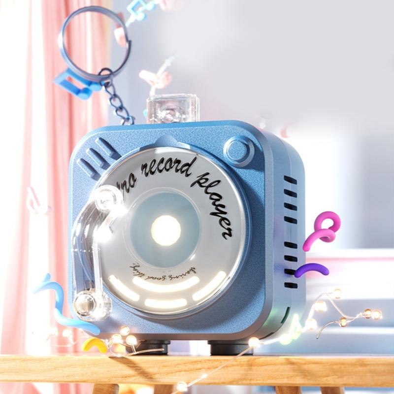 Mini Turntable Player Mini Voice Player Keychain Playbacks Feature Adjustable Volumes Knob For Daily Travel Use