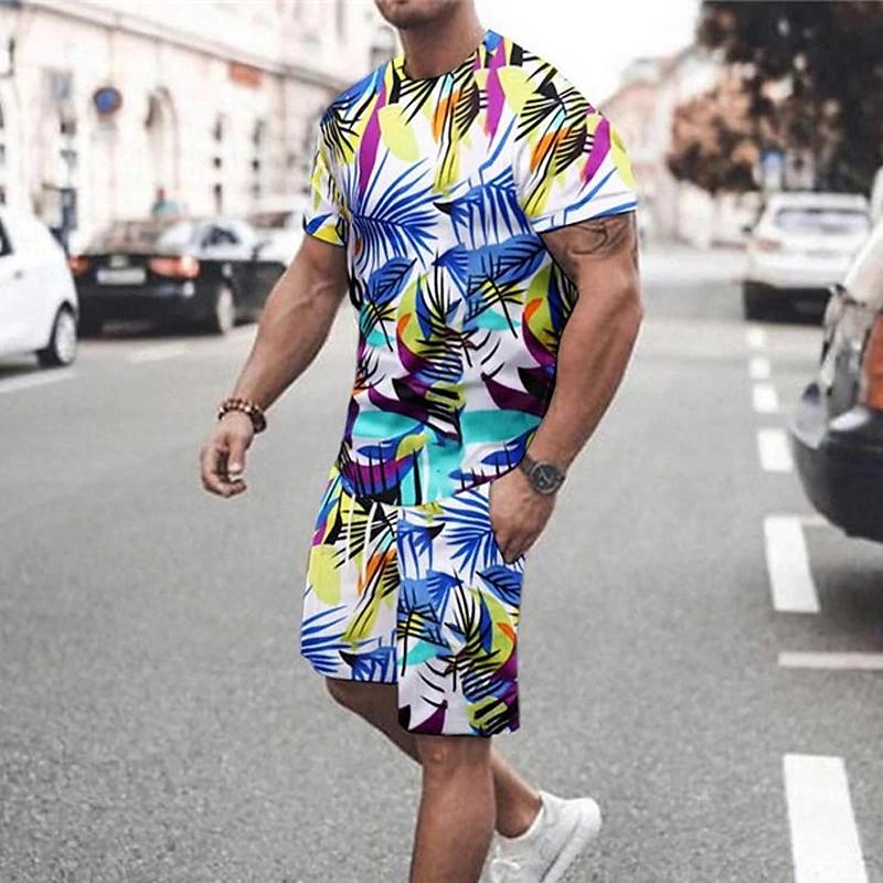 

Мужская одежда, костюм с 3D принтом для мужчин, модная абстрактная графика, Ropa, футболка с круглым вырезом, комплекты одежды с короткими рукавами, 2 шт., лето 6XL