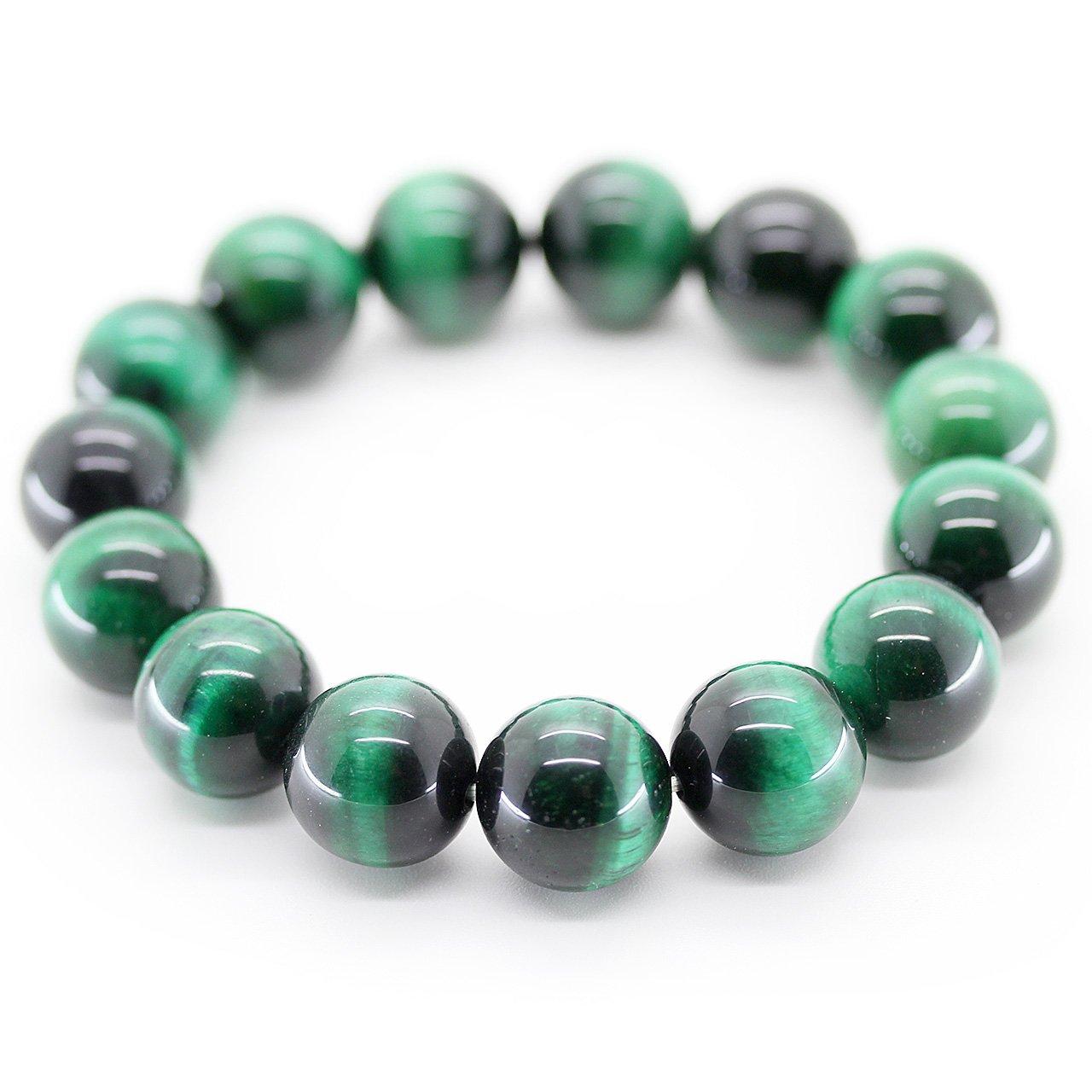 

Green Tiger Eye 14mm Prayer Beads Bracelet Natural Stone Power Stone Money Luck Work Luck Financial Luck [Sekki] [b314]