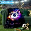 Custom Name Chelsea Football Club Crest Flannel Blanket, Use for Birthday/Holiday Gift, Soft Blanket for Sofa/Bed/Camping/Office, Home Decor