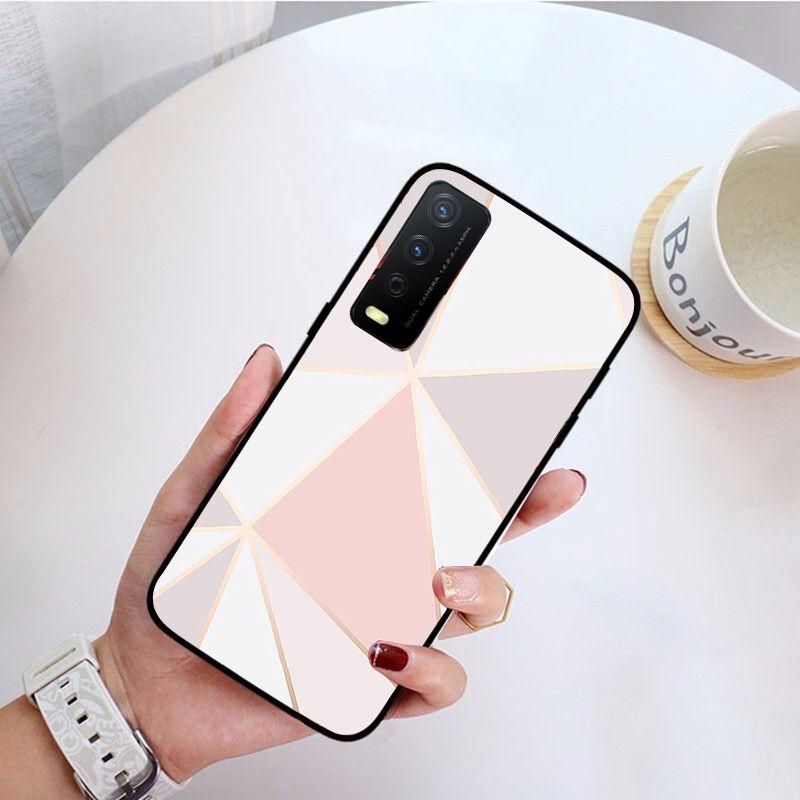 Fashion Geometric Splice Pattern Marble Phone Cover For Vivo Y31 Y30 Y33S Y11S Y12S Y17 Y20 Y21S Y1S Y53S Y15 Y19 Y91C V23 Cases