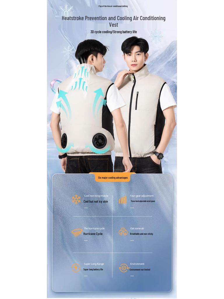 Kühlweste Ärmellos Klimaanzug für Sommer Outdoor-Arbeit und Angeln – Hitzschlagprävention