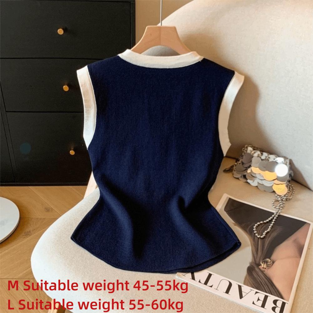 Slim Fit Women Vest Hollow Out Sleeveless Vest Fashion Button Up Top Women