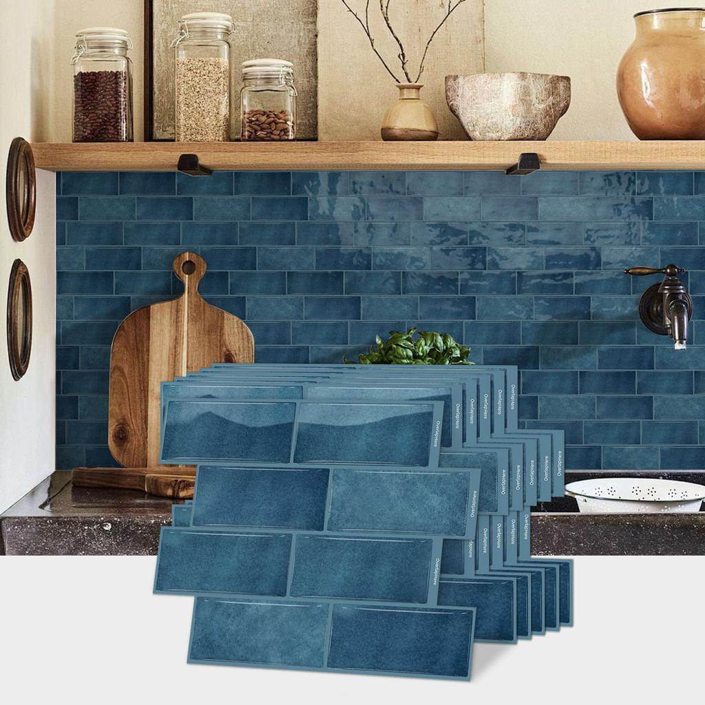 3D Three-Dimensional Glue Wall Sticker Waterproof And High Temperature Resistant Kitchen Bathroom Self-Adhesive Splicing Wallpaper Diy Tile Sticker