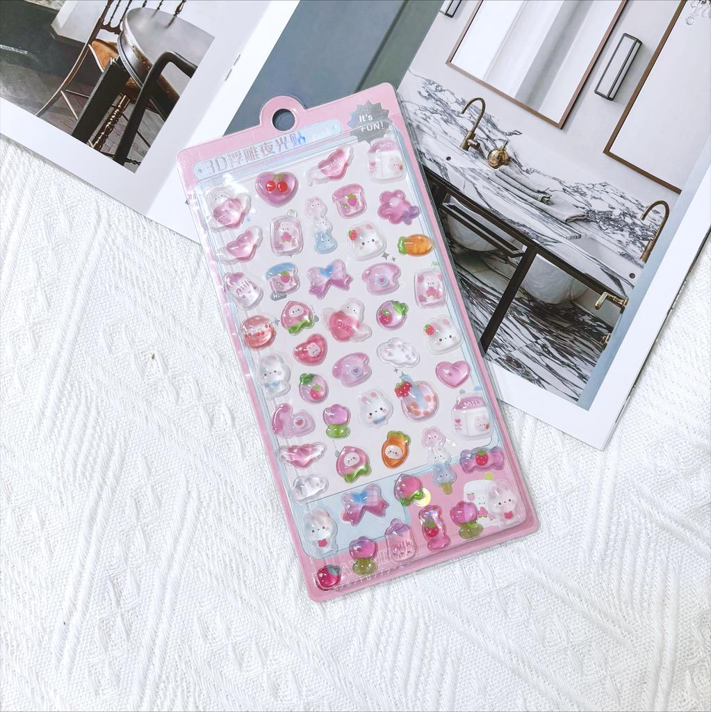 Imported original NEKONI cartoon animal panda cat 3D relief sticker scrapbook Diy Journal cute stationery sticker