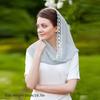 1pc Embroidered Lace Head Cover Satin Scarf Shawl Plain Soft Head Wraps Headband Foulard Wedding Hijab Mantilla Veil