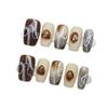 Cappuccino Autumn/Winter Handmade Press-On Nail Tips: Light Luxury, High-Quality Maillard Tar Smudge Design.