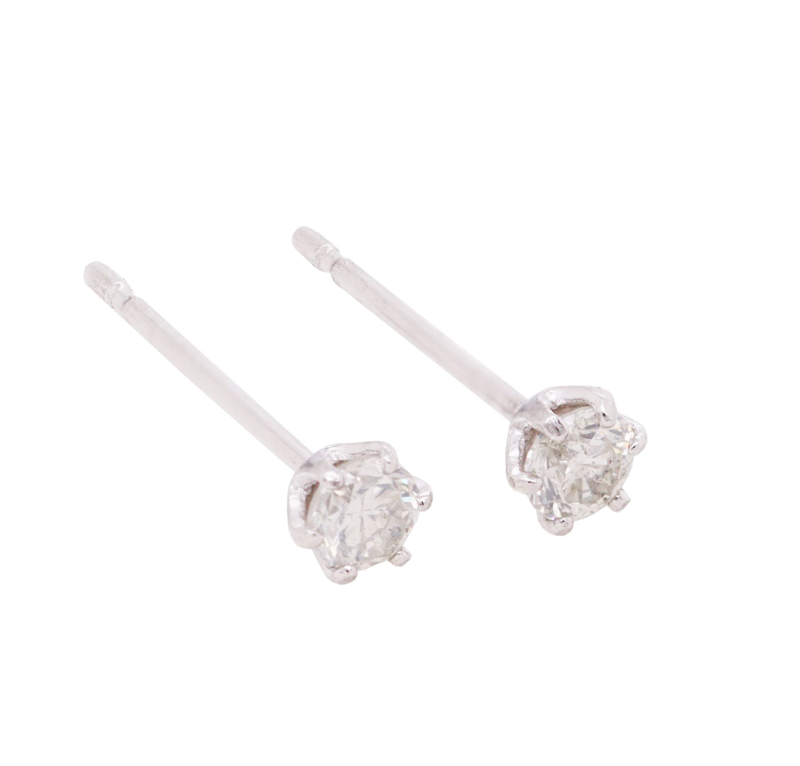 

K10WG Diamond Single Stone Stud Earrings K10 White Gold [KASHIMA] 0.1ct