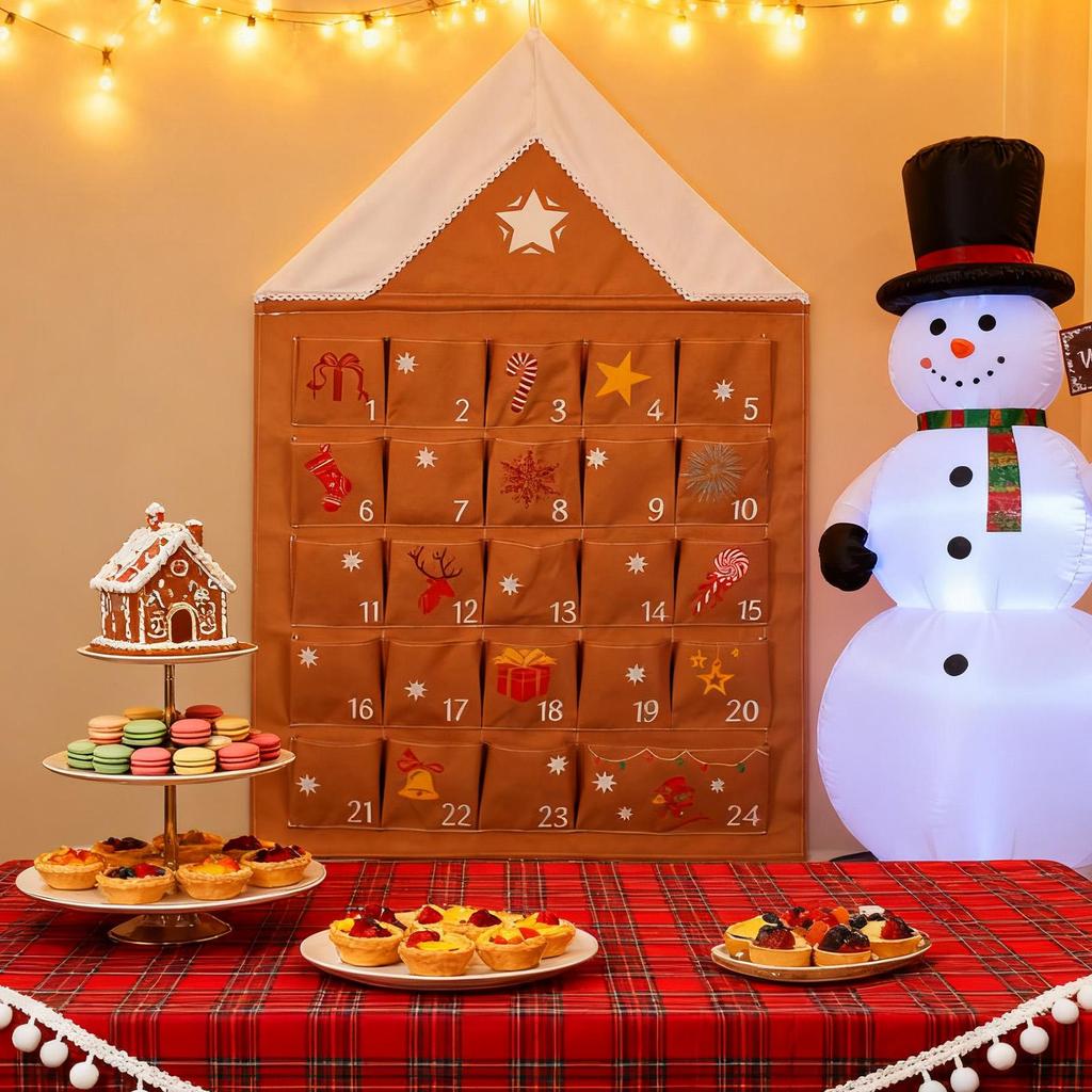 2025 Christmas Storage Hanging Bags Behind Doors Wall-Mounted 24 Days Christmas Countdown Storage Bags For Holiday Seasonal
