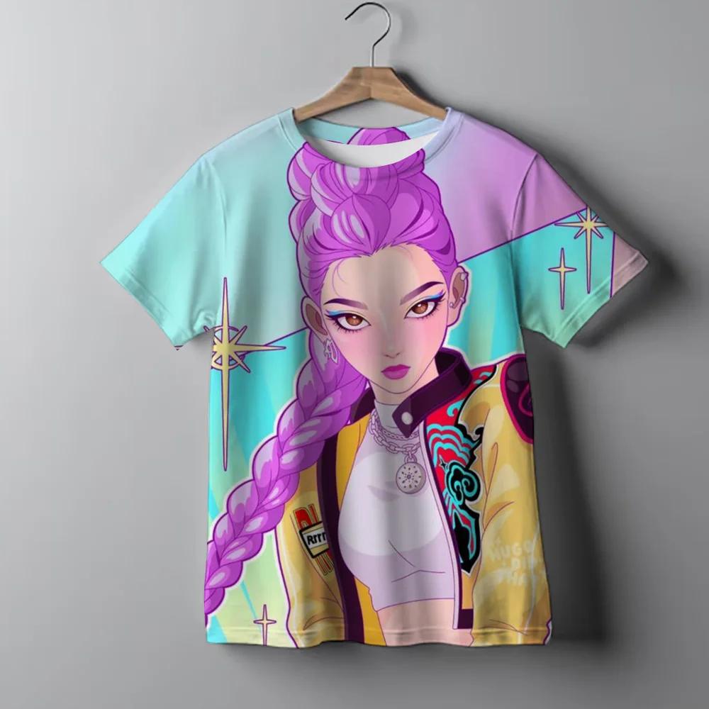 Fashion Casual Kids T-shirt KPop Demon Hunters Cool Girls Tee Top Soft Comfortable Summer Versatile T-shirt