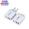 55W GaN USB Charger Fast Charging EU/US/UK/AU Plug Phone Charge Adapter For iPhone Xiaomi Samsung QC 3.0 Type C PD Wall Charger