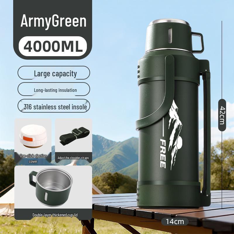 Large Capacity 316 Stainless Steel Insulated Thermos Flask with Portable Design for Outdoor and Travel Use