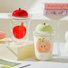 Cute Apple Glass Straw Cup Household Heat-resistant High Borosilicate Large Capacity Milk Cup High Value Juice Cold Drink Cup