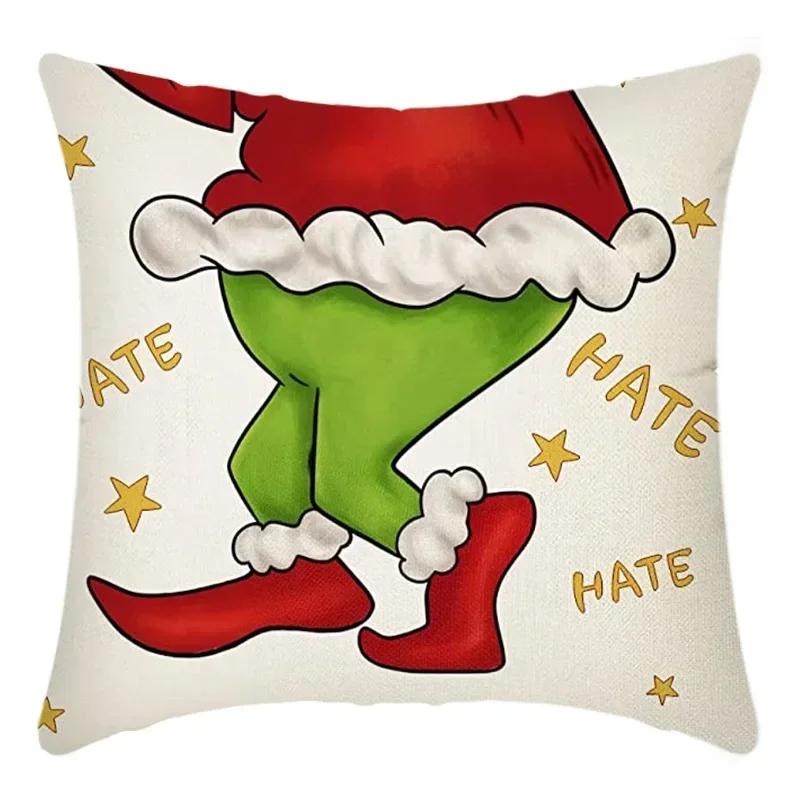 40/45cm Christmas  Cotton Linen Decorative Navidad Elk Snowman Santa Tree Cushion Cover Sofa Pillow Case