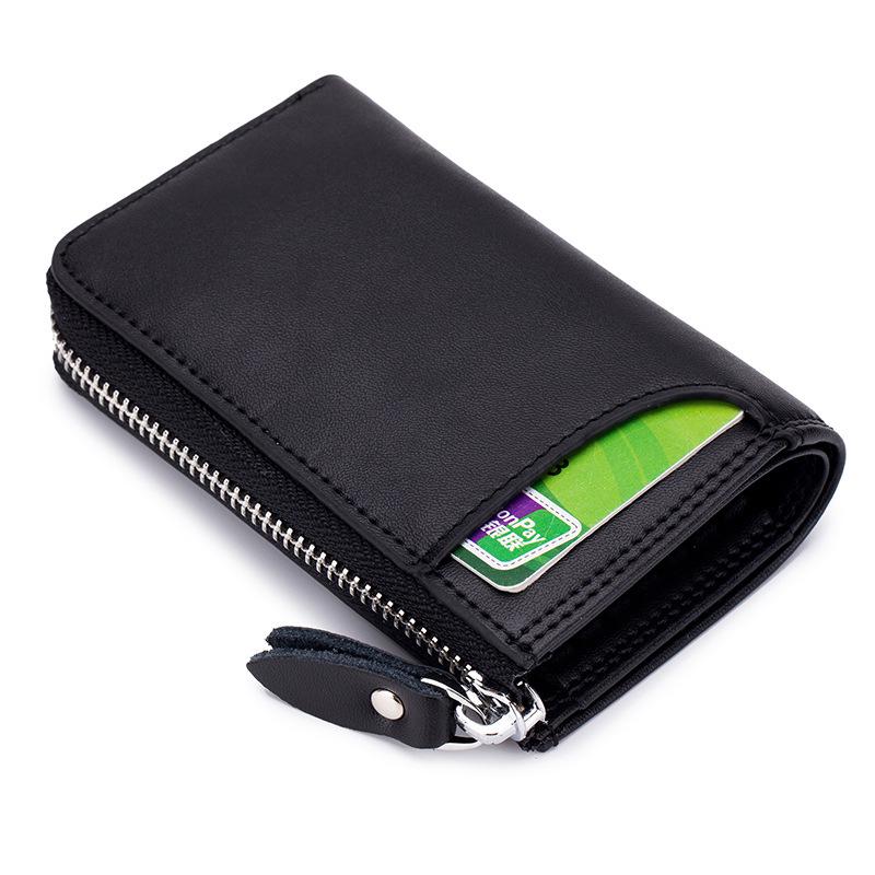 

Type, leather small change bag, key chain, multi-functional car key bag, card bag, zipper, vertical key bag. чёрный