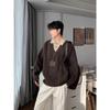 Korean Retro Old Money Style Knit Sweater: Autumn-Winter Two-Piece, Warm Versatile Casual Men's Fashion