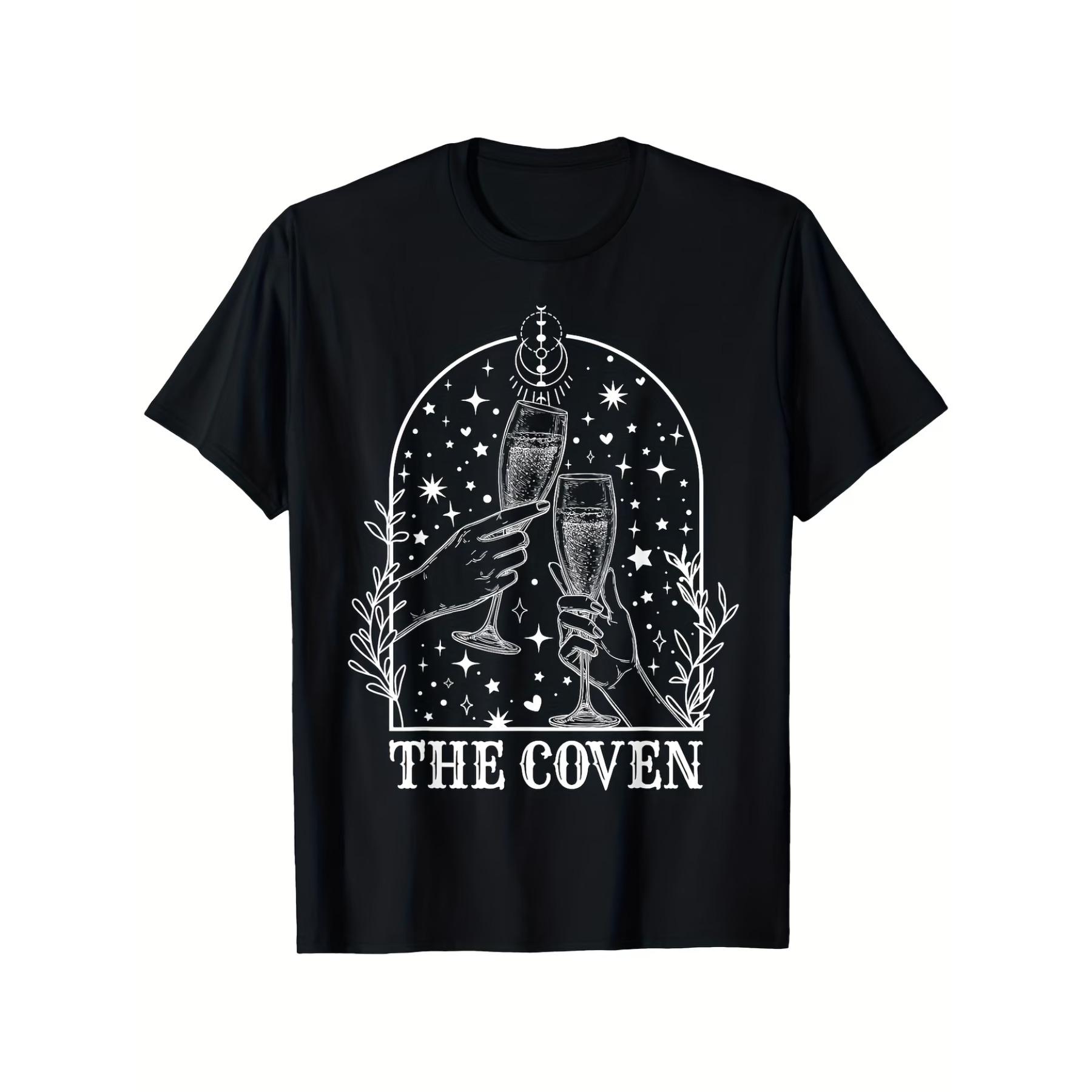 Witchy Coven Bride Tarot Matching Gothic Bachelorette Party T-Shirt - Witchcraft Tarot Card Design, Unisex Soft Breathable Cotton Crew Neck Tee S чёрный