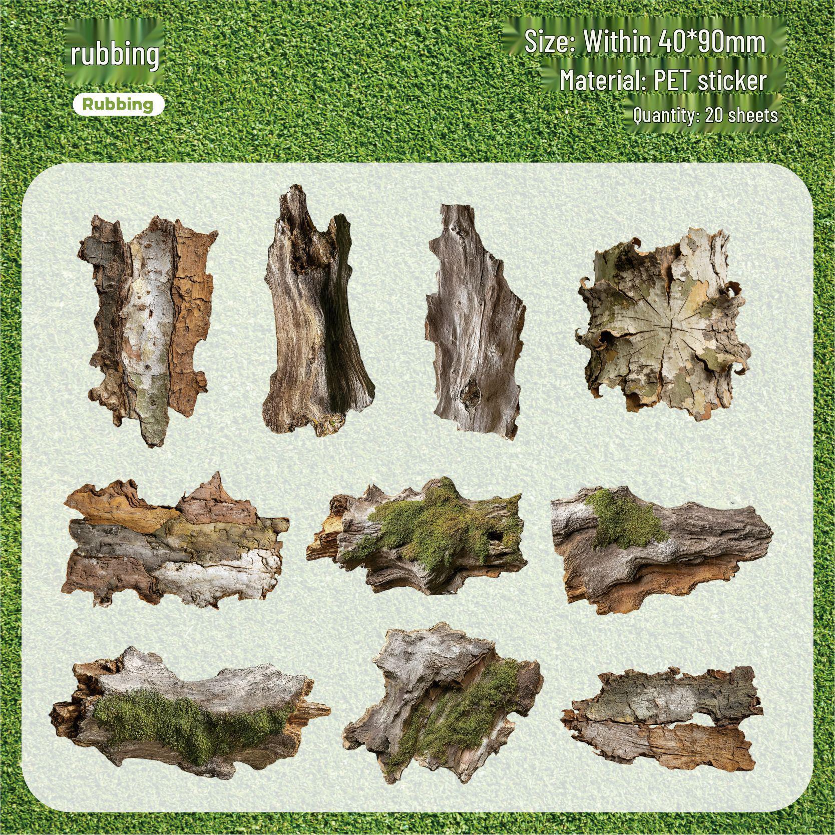 RetroStory Green Moss Gel PET Stickers - Natural Plant Journal Decor Series