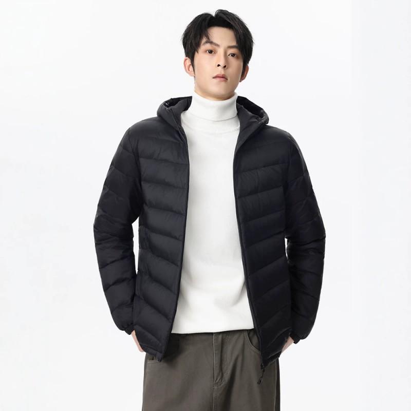 Mens 85% White Duck Down Lightweight Hooded Puffer Jacket Winter Casual Warm Coat