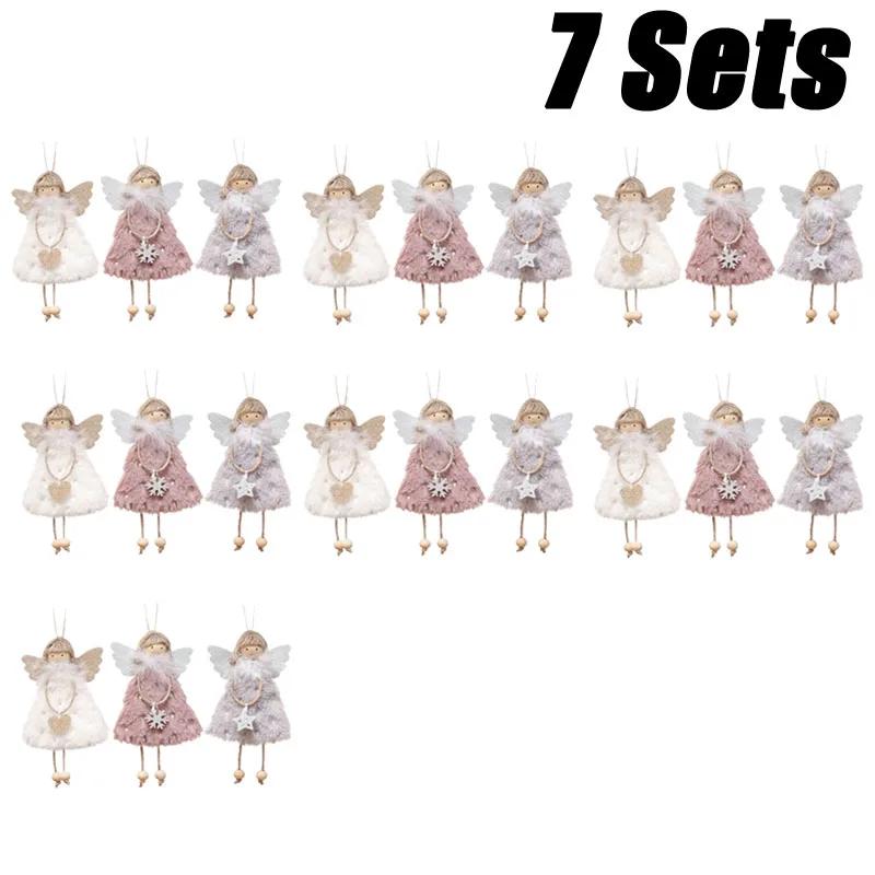 Christmas Hanging Angel Doll Pendant Plush Angel Ornaments Xmas Tree Decors for Wedding Birthday Party New Year Holiday Decor